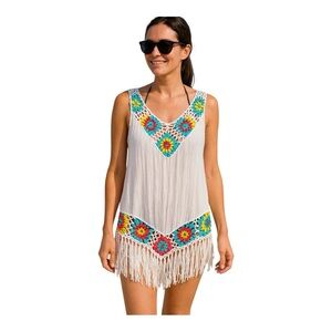 Jessica Taylor NYC Boho Crochet Fringe Bathing suit Cover – OS